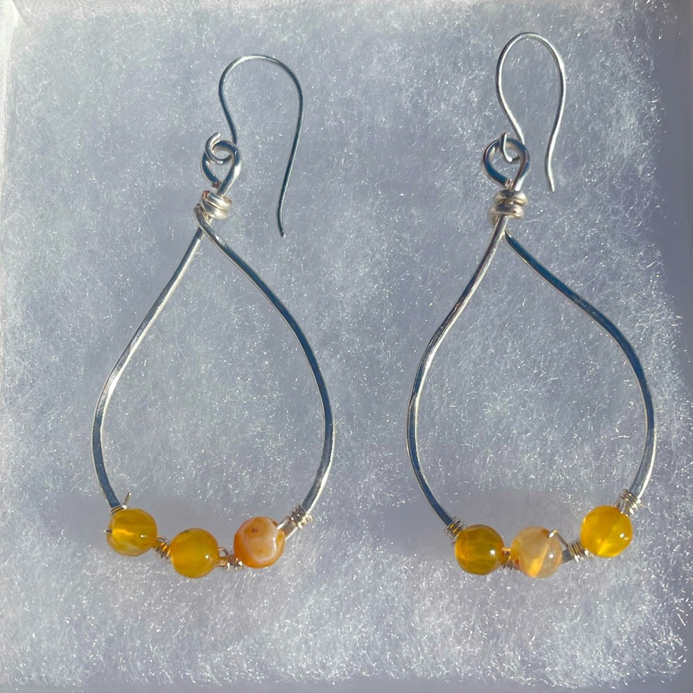Citrine and silver teardrop earrings